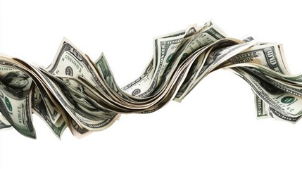 Poster - a flowing arrangement of dollar bills, symbolizing wealth and financial prosperity.