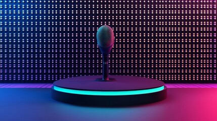 Wall Mural - Gradient technology futuristic podium background for microphone 