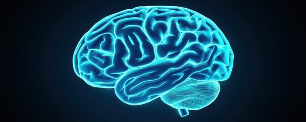 Poster - Glowing Brain Illustration in 3D Rendering