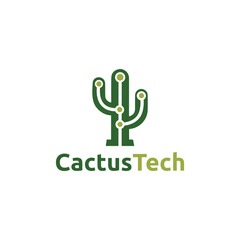 Wall Mural - Cactus tech logo with gradient tech style and modern design. Cactus tech logo design template Premium Vector Simple