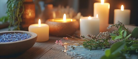 Poster - Relaxing Healing with Candles and Herbs