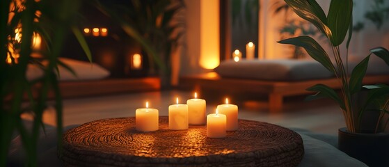 Poster - Serene Healing Space with Soft Candlelight