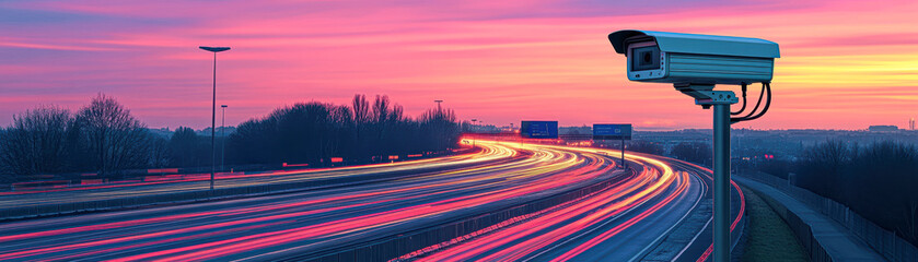 Poster - A highway with a camera on a pole