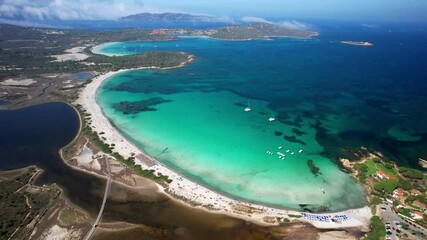 Canvas Print - Sardegnia island nature scenery and best beaches. Aerial drone 4k hd video of beautiful Brandinchi and Lu Imostu beaches . San Teodoro . Italy summer holidays