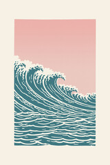 Poster - Wave print. Wall art. Modern art. Created with Generative AI technology