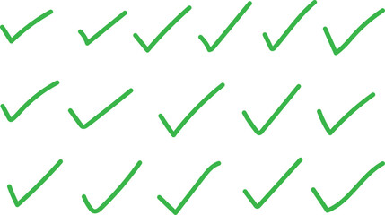 Poster - simple hand drawn green stroke check mark symbol vector illustration.