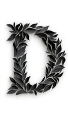 Black and white floral letter D. Perfect for invitations, stationery, and more.