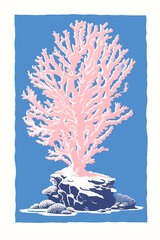 Poster - Coral print. Wall art. Modern art. Created with Generative AI technology