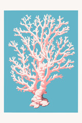 Poster - Coral print. Wall art. Modern art. Created with Generative AI technology