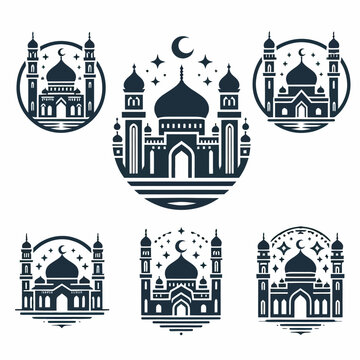 Symmetrical Mosque Logo set