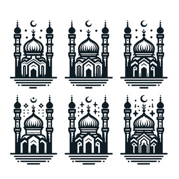 Symmetrical Mosque Logo set