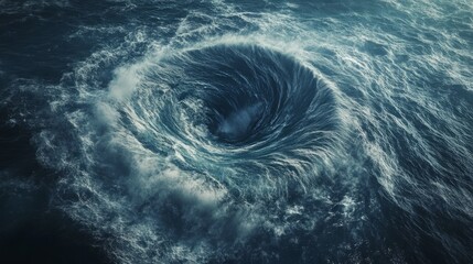 Wall Mural - a swirling vortex in the ocean, creating a dynamic water pattern.