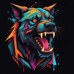 Sticker - Fierce Wolf in Geometric Design