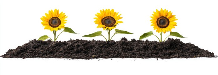 Sunflowers in various stages of bloom, from a single blossom to a full plant and vibrant bouquet, displaying summer's beauty