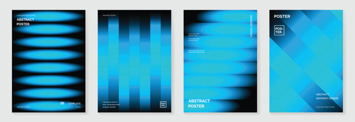 Wall Mural - modern gradient poster background vector set. minimalist cover template with monotone perspective ge