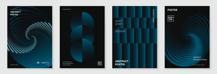 Wall Mural - modern gradient poster background vector set. minimalist cover template with monotone perspective ge