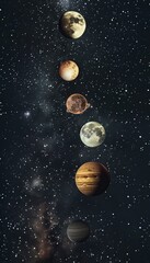 Wall Mural - breathtaking cosmic landscape featuring a colorful nebula and varied planets under a starry sky