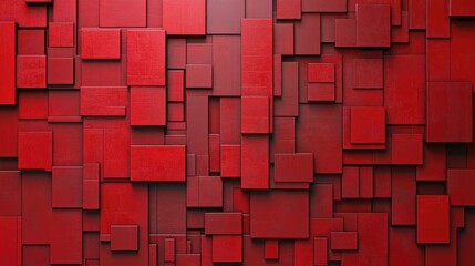 Futuristic Arabesque Red Wall Tiles with High-Tech, Geometric Patterns. 3D Clean and Modern Wallpaper Design