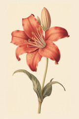 Poster - Botanical print. Wall art. Vintage art. Created with Generative AI technology