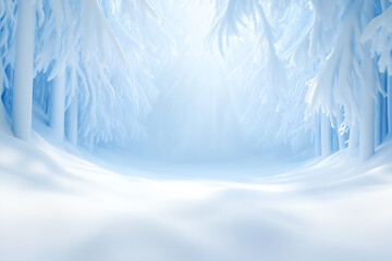 Naklejka na meble A serene winter landscape with snow-covered trees in a tranquil atmosphere during daylight