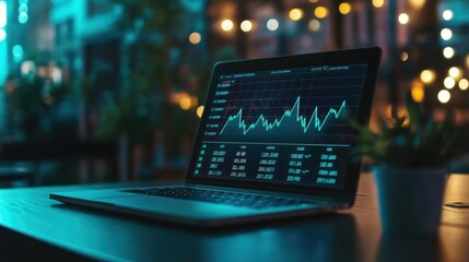 Poster - Laptop with Financial Graph