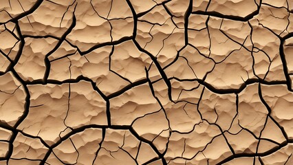 Detailed texture of cracked dry earth, with sharp, defined lines and deep fissures. Perfect for adding rugged, arid terrain effects to designs.