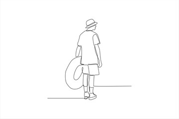 Wall Mural - continuous line drawing of standing man