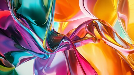 Poster - Vibrant and colorful abstract liquid art featuring flowing hues of purple, pink, blue, and yellow.