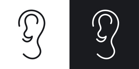 Wall Mural - ear icon vector icon set black filled and outlined style.
