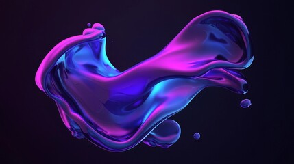 Poster - Abstract swirl of vibrant purple and blue liquid shapes against a dark background.