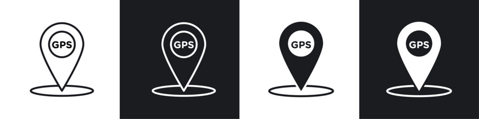 Wall Mural - gps icon vector icon set black filled and outlined style.