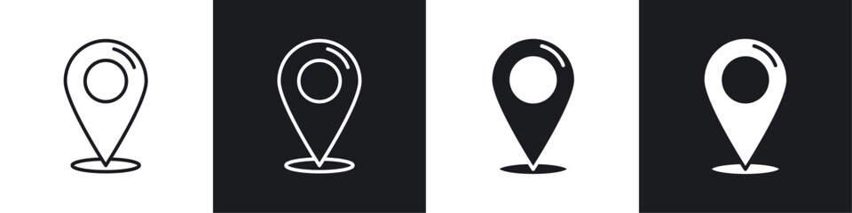 Wall Mural - location pin icon vector icon set black filled and outlined style.