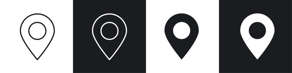 Wall Mural - pin icon vector icon set black filled and outlined style.