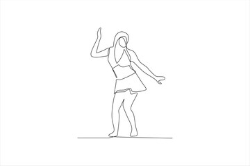 Wall Mural - continuous line drawing of a woman dancing