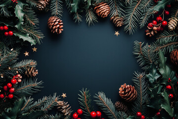 Wall Mural - christmas wallpaper, background with empty space in centre
