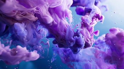 Poster - A mesmerizing blend of purple hues swirling in liquid form, creating a stunning abstract composition.