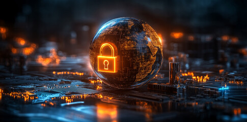 Poster - global cybersecurity and digital protection.