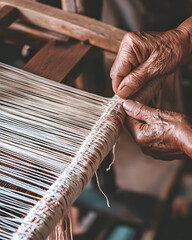 Wall Mural - Artisan’s Hands Weaving Traditional Textiles | Celebrating Craftsmanship and Cultural Heritage