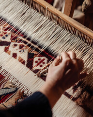 Wall Mural - Artisan’s Hands Weaving Traditional Textiles | Celebrating Craftsmanship and Cultural Heritage