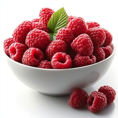 Wall Mural - Fresh Raspberries in a White Bowl