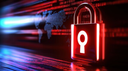 Poster - Digital Security Lock Symbol on Data Background
