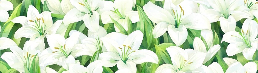 Sticker - Watercolor White Lilies.