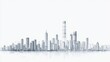 © imlane - White background, city skyline, vector illustration style, simple lines, high-end aesthetic, light gray and white color scheme, urban architecture