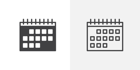 Poster - Calendar icon vector icon set in black and white color.
