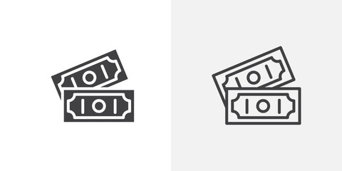 Poster - Cash icon vector icon set in black and white color.