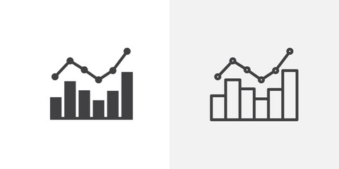 Aufkleber - Chart icon vector icon set in black and white color.