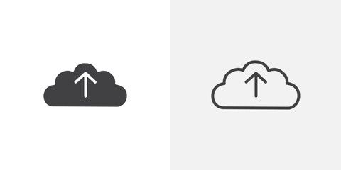 Poster - Cloud upload icon vector icon set in black and white color.