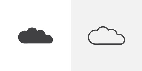 Poster - Cloud icon vector icon set in black and white color.
