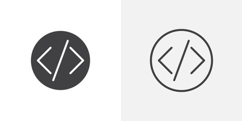 Poster - Code icon vector icon set in black and white color.