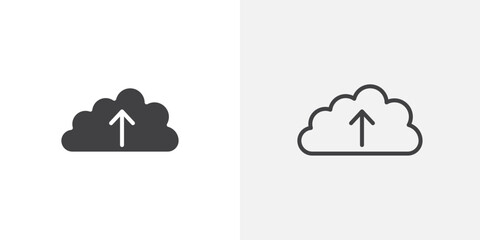 Poster - Cloud upload icon vector icon set in black and white color.